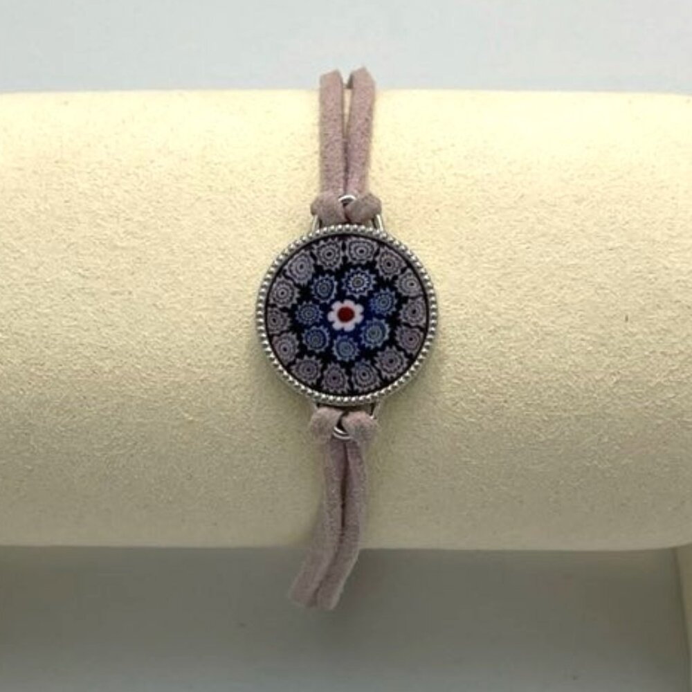 Murano Glass Millefiori Bracelet Made in Italy Round Medallion Pendant